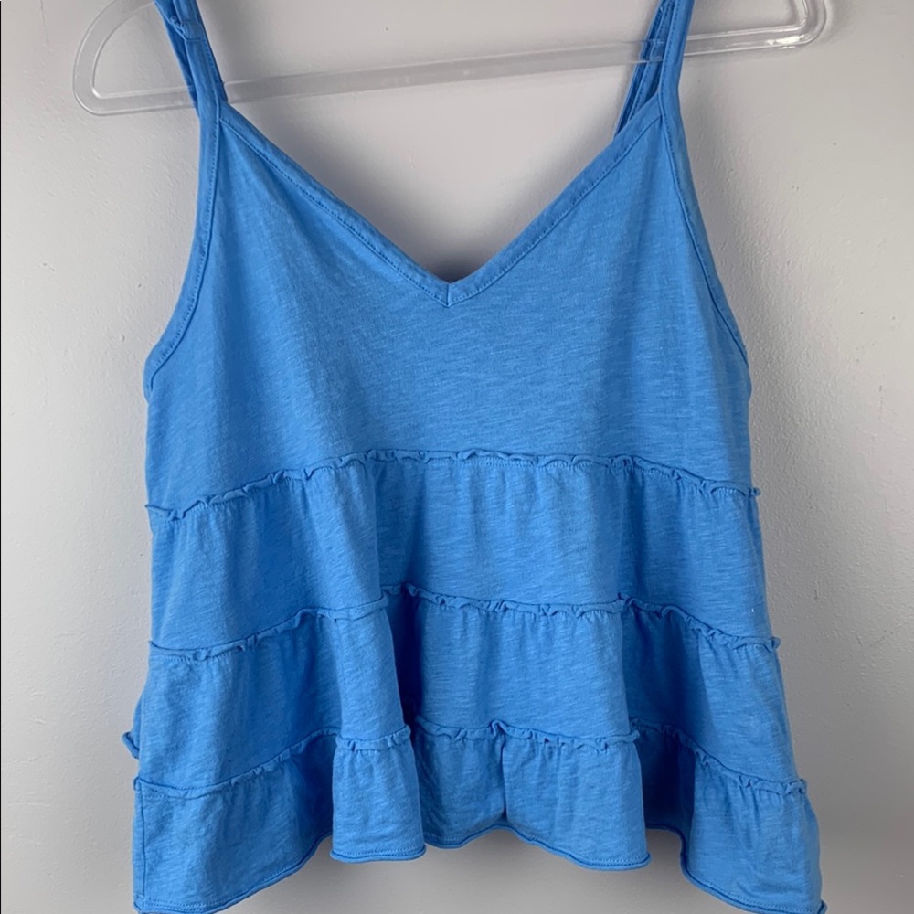 American Eagle Outfitters Blue Sleeveless Crop Tank Top medium